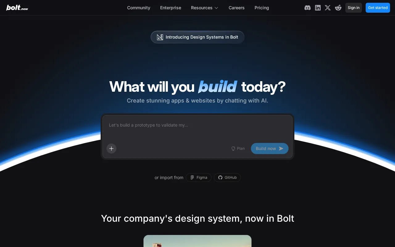 Bolt.new interface screenshot