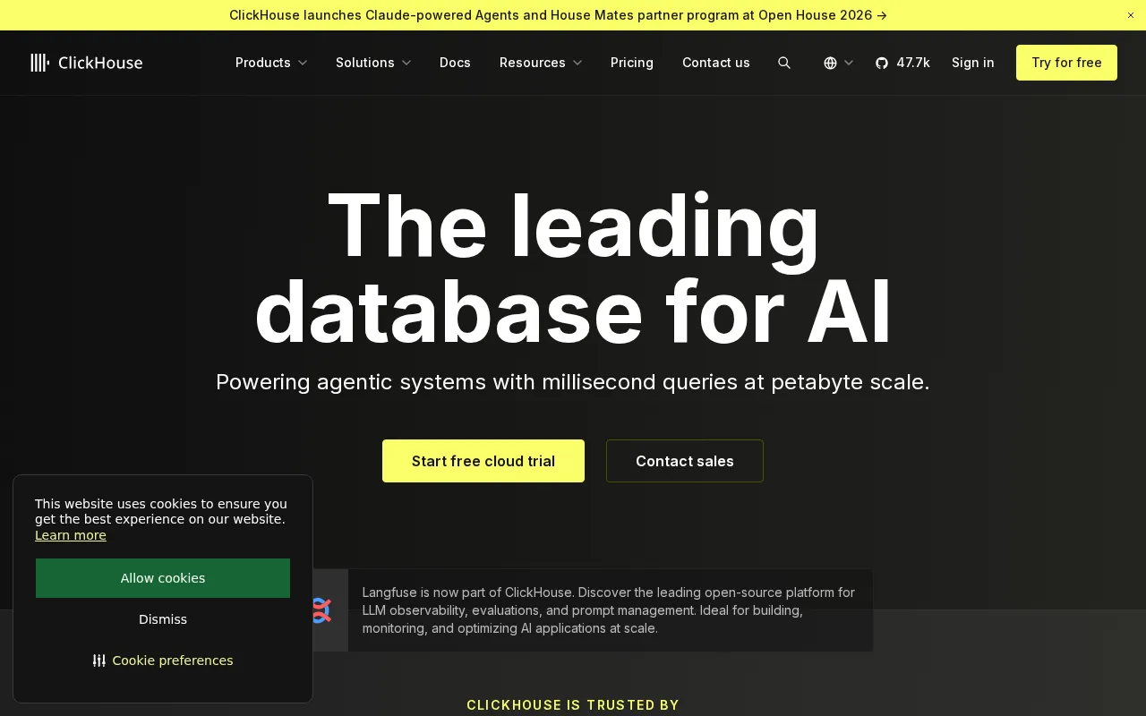 ClickHouse interface screenshot