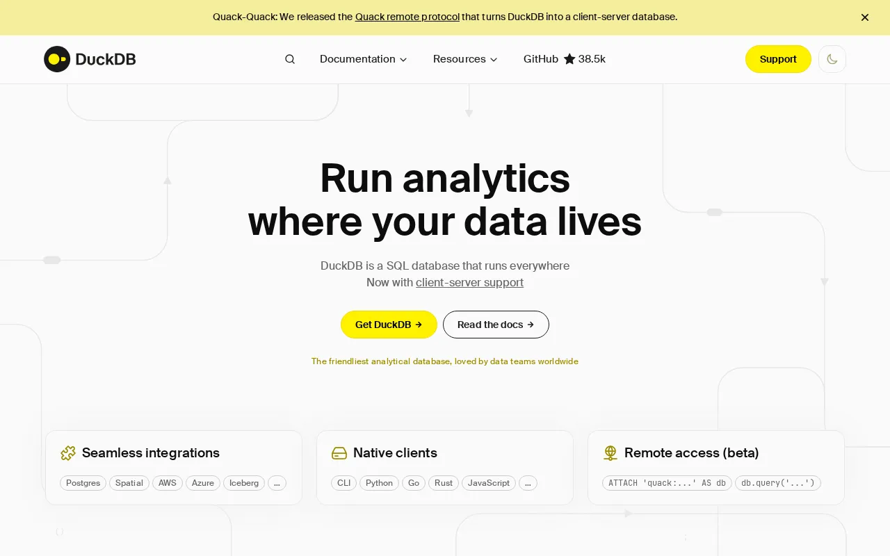 DuckDB interface screenshot