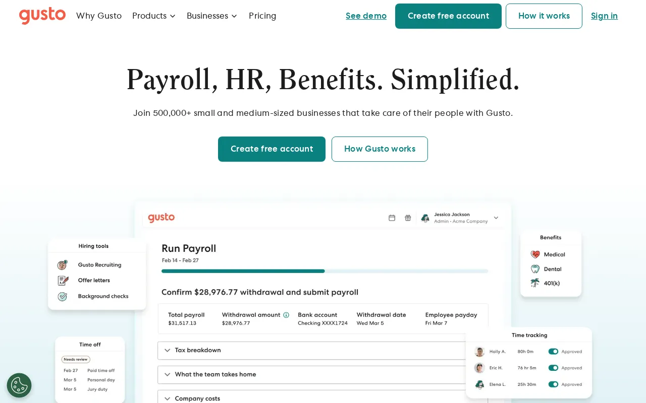 Gusto interface screenshot