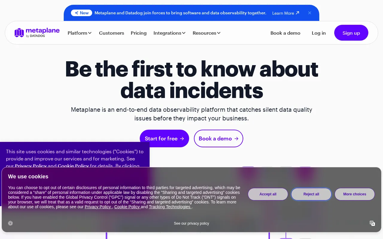 Metaplane interface screenshot