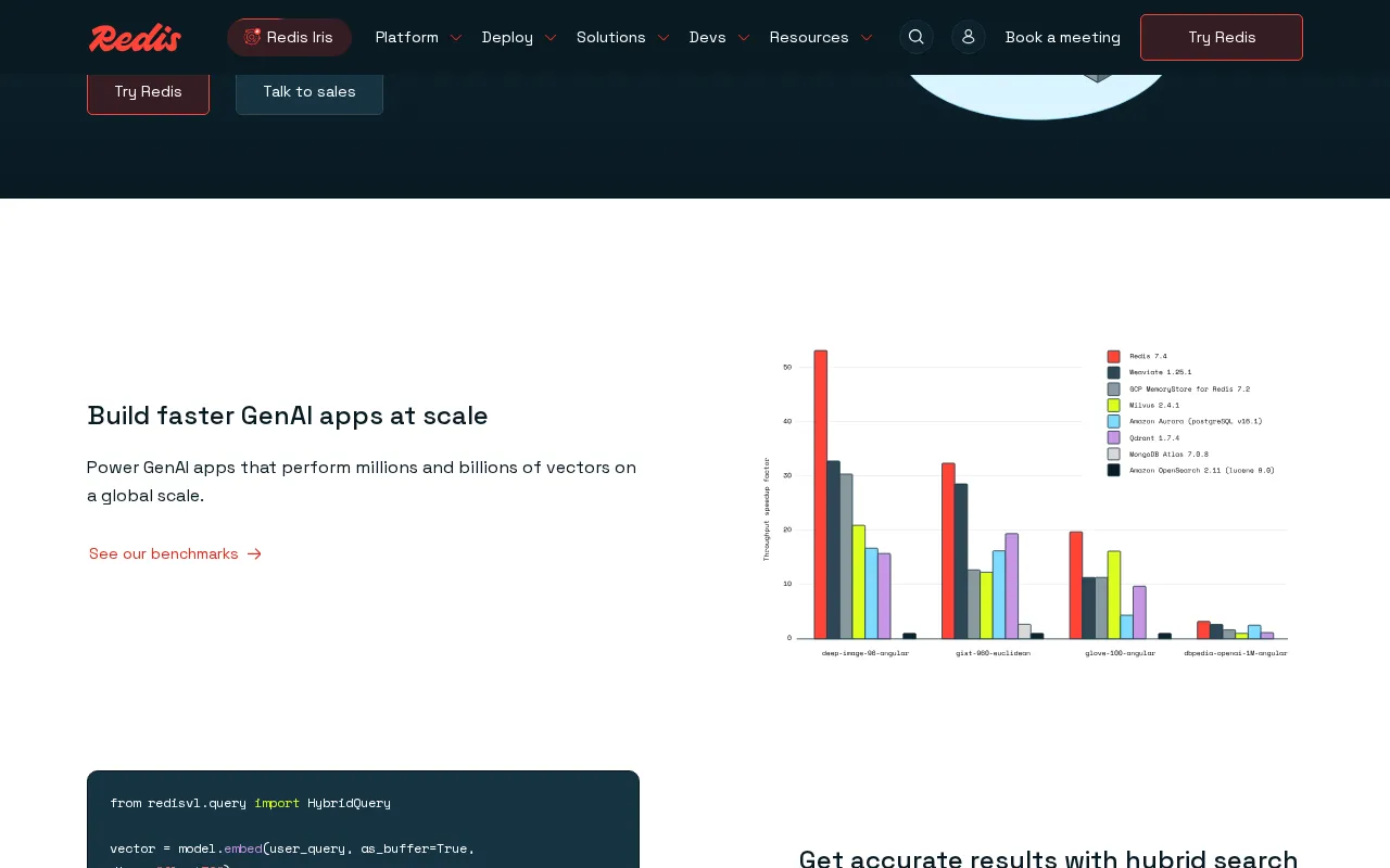 Redis Vector Store interface screenshot
