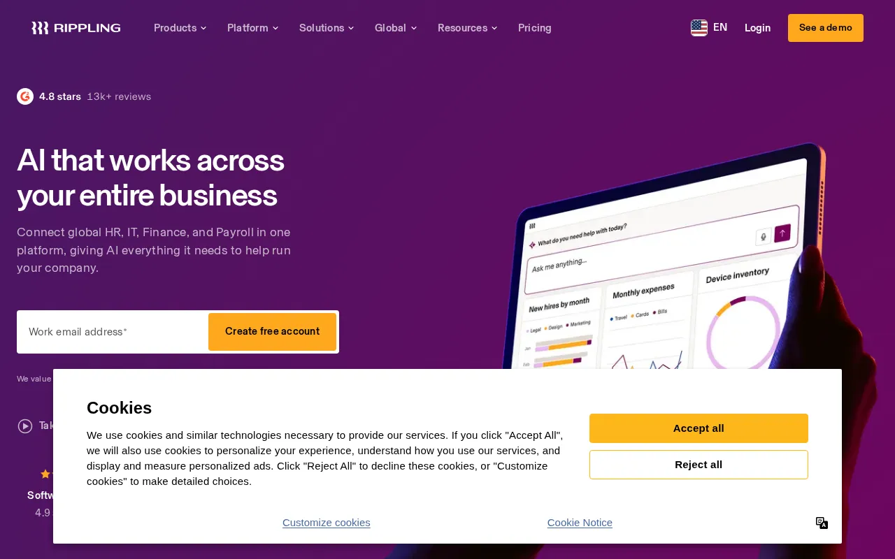 Rippling interface screenshot