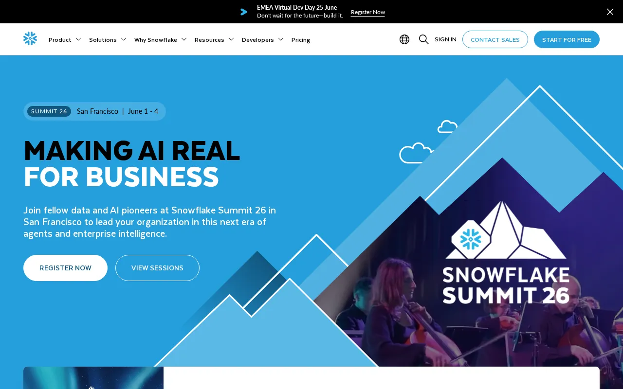 Snowflake interface screenshot