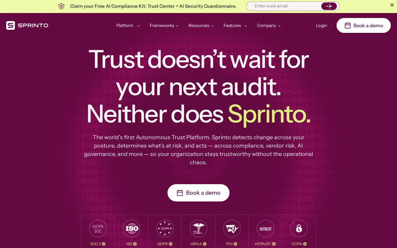 Sprinto interface screenshot