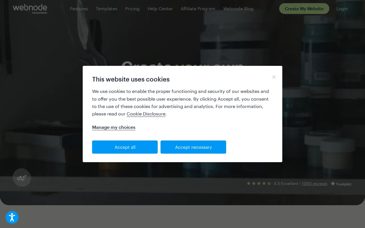 Webnode interface screenshot