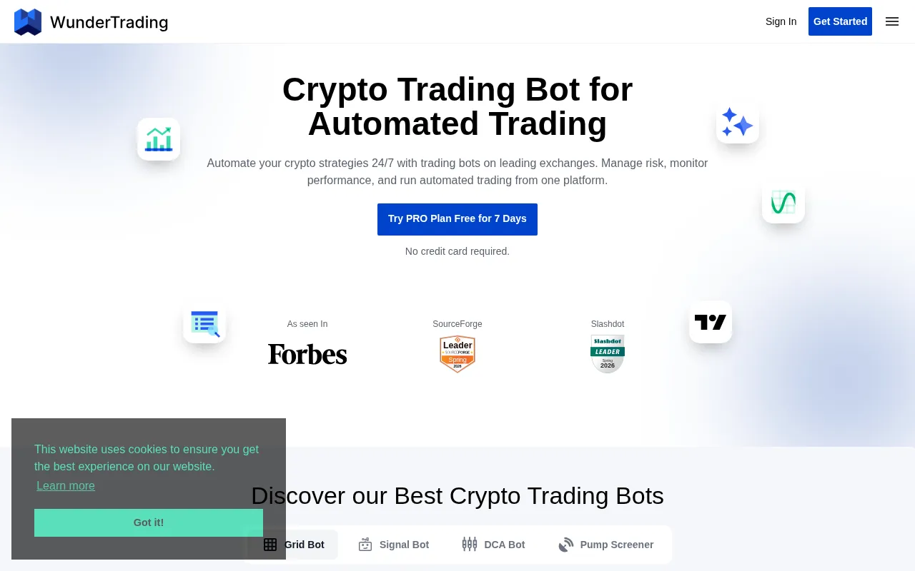 WunderTrading interface screenshot