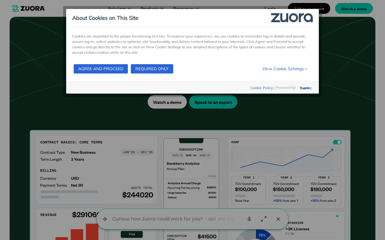 Zuora interface screenshot