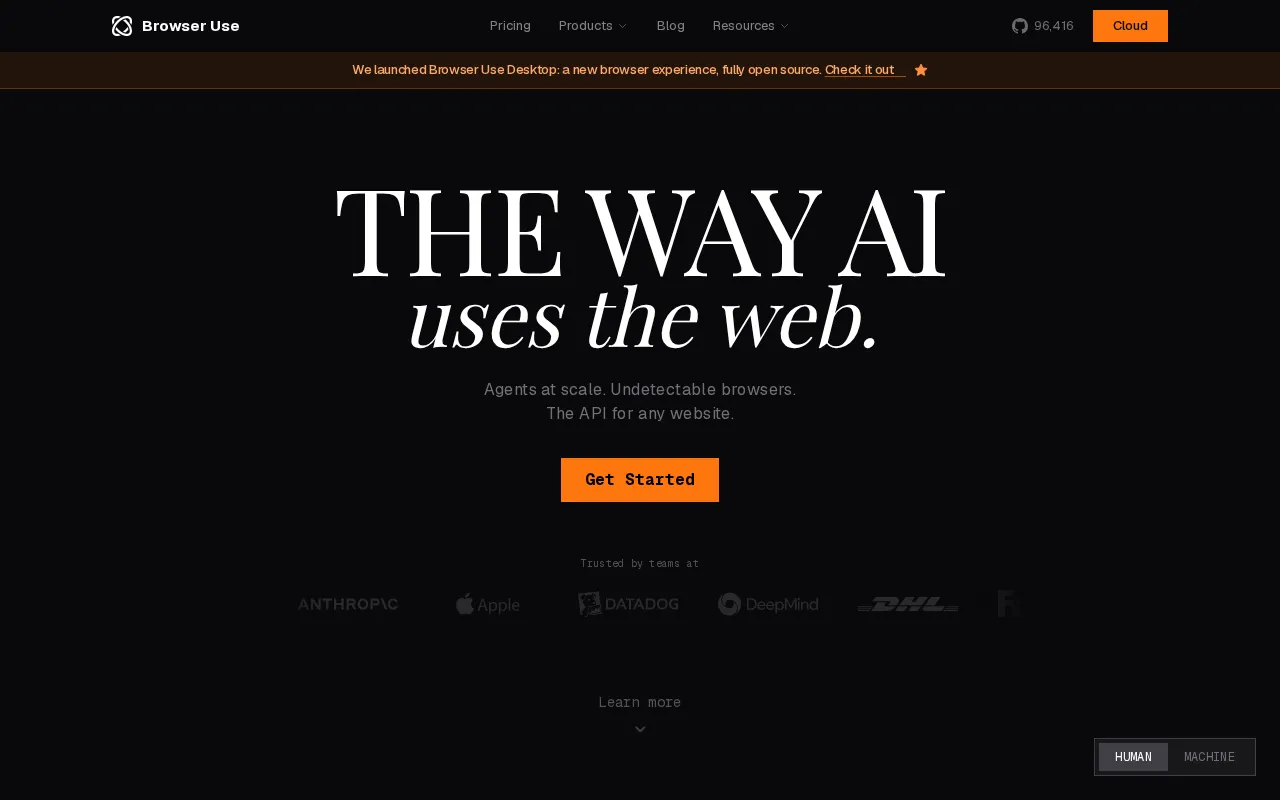 Browser Use interface screenshot