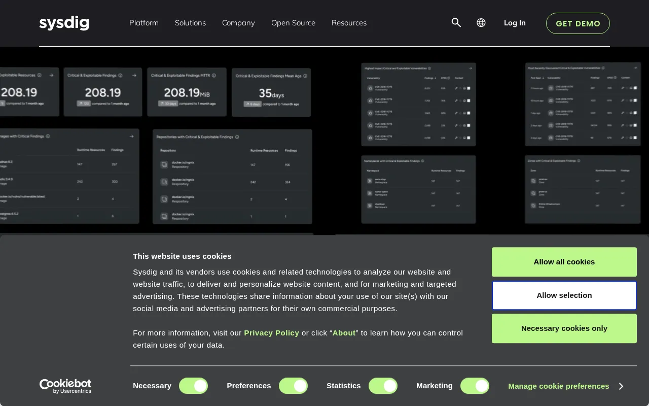 Sysdig interface screenshot