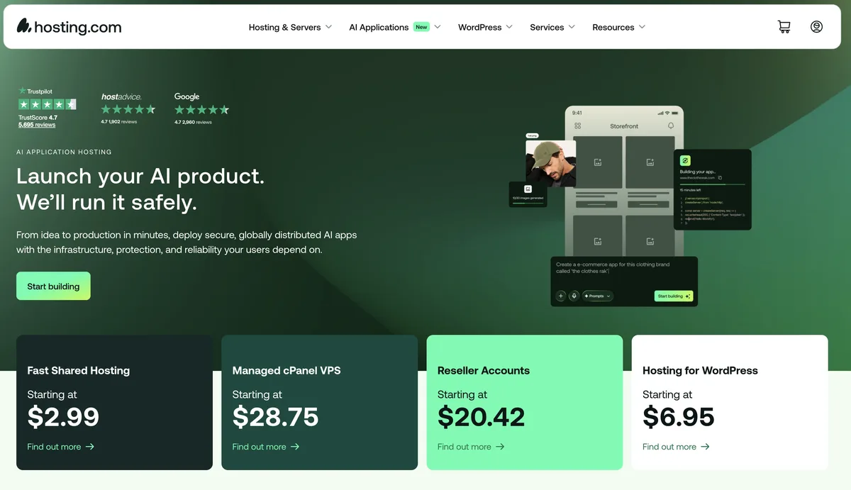 A2 Hosting interface screenshot