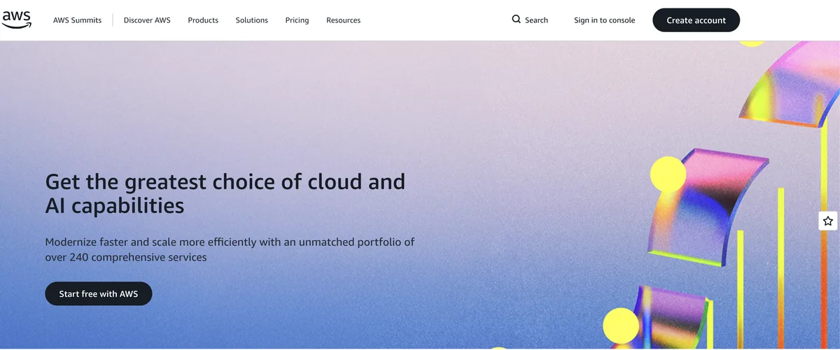 Amazon Web Services (AWS) interface screenshot