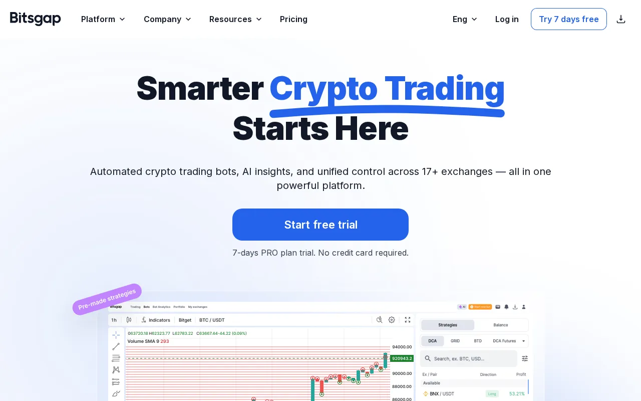 Bitsgap interface screenshot