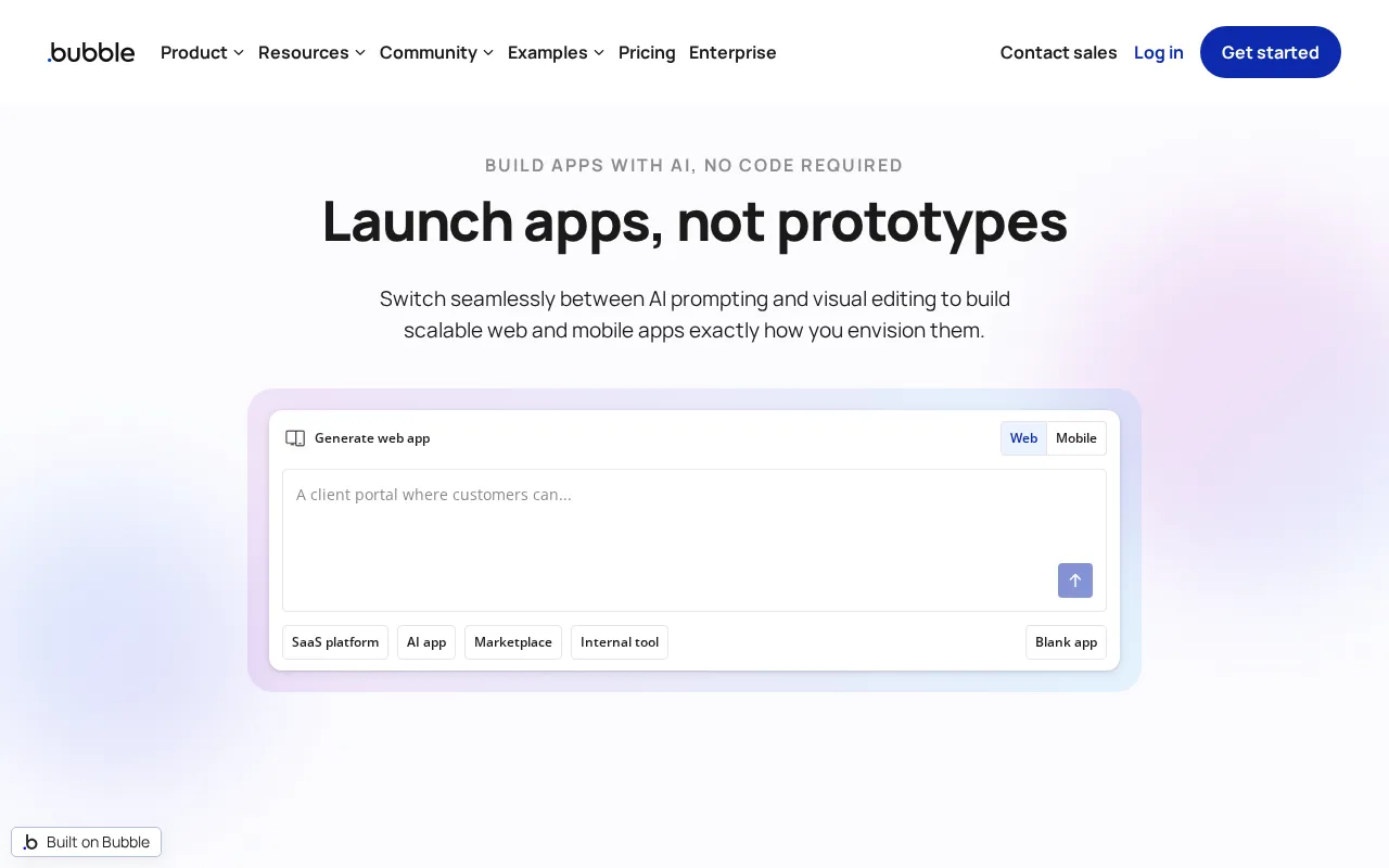 Bubble interface screenshot