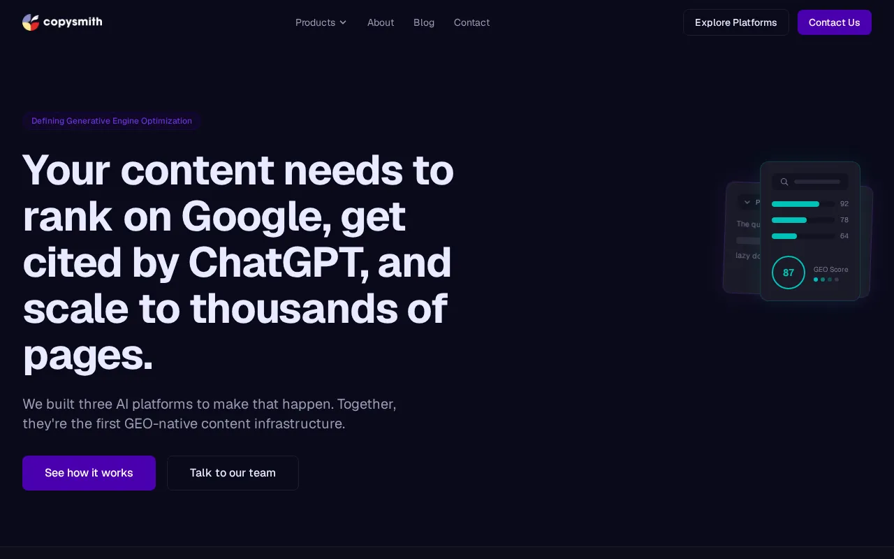 Copysmith interface screenshot