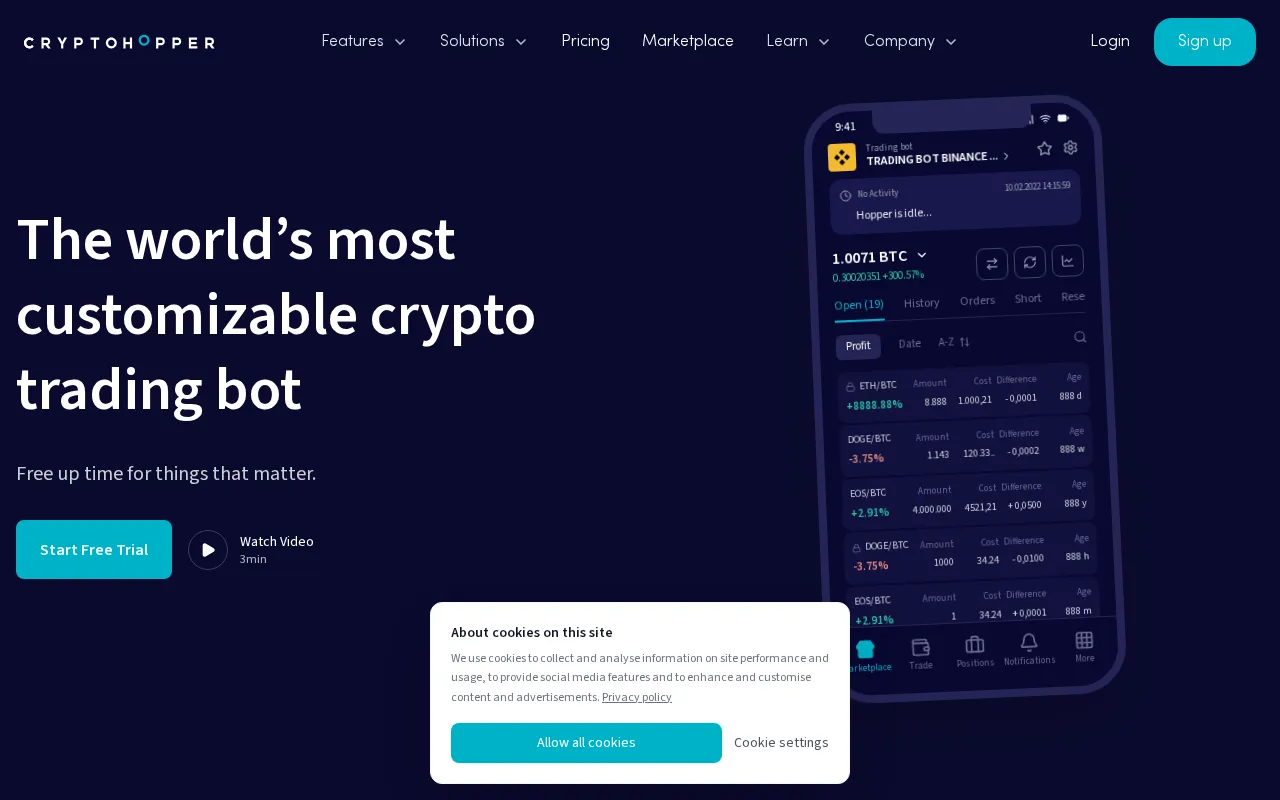 Cryptohopper interface screenshot