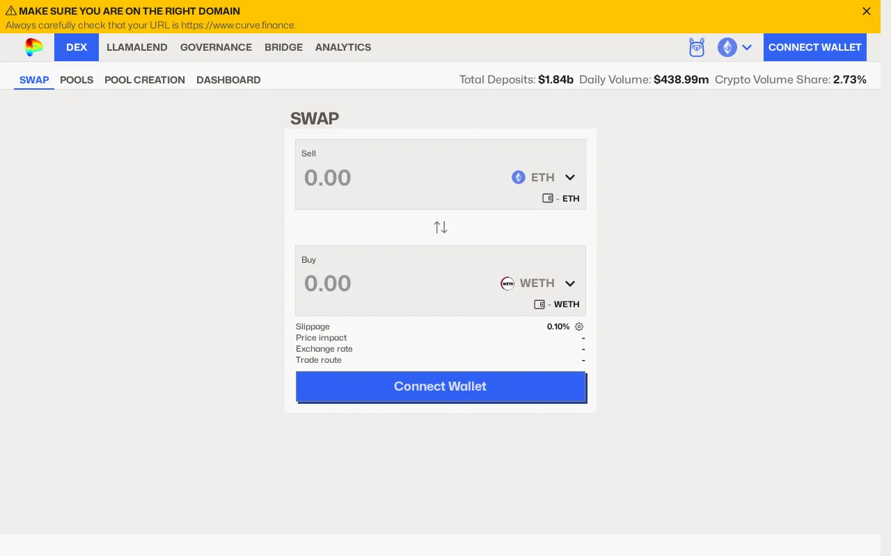 Curve Finance interface screenshot