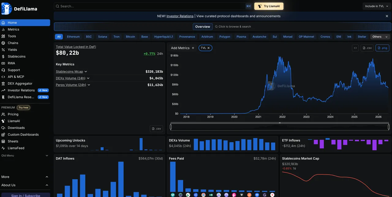 DefiLlama interface screenshot