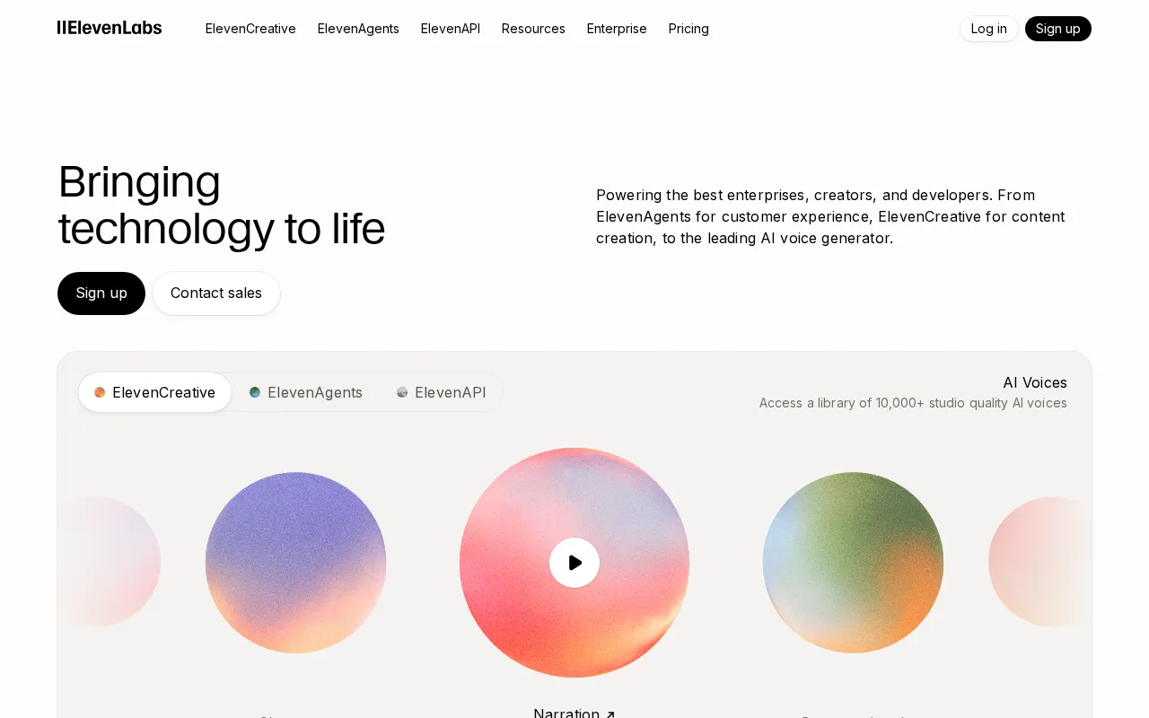 ElevenLabs interface screenshot