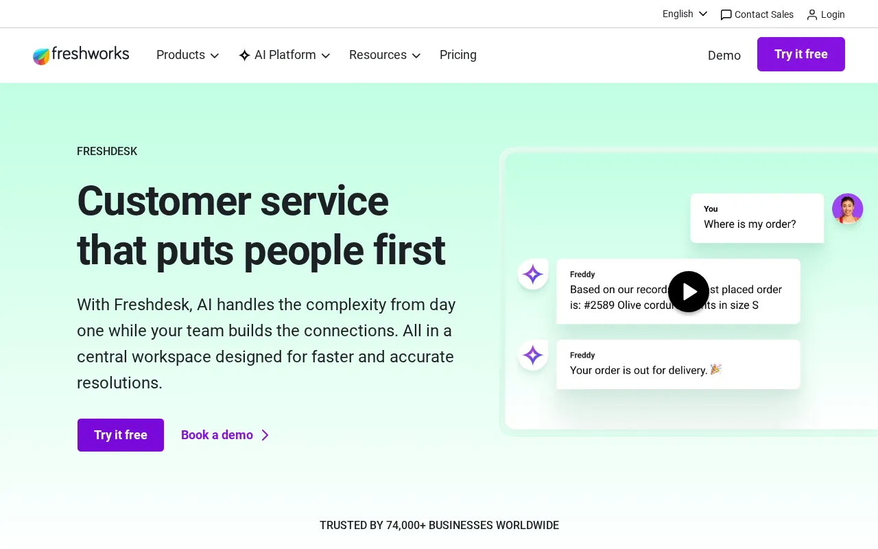 Freshdesk interface screenshot