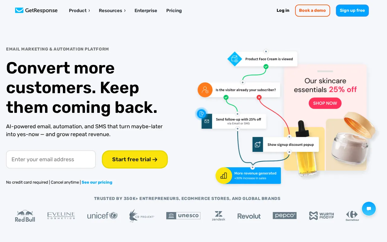 GetResponse interface screenshot