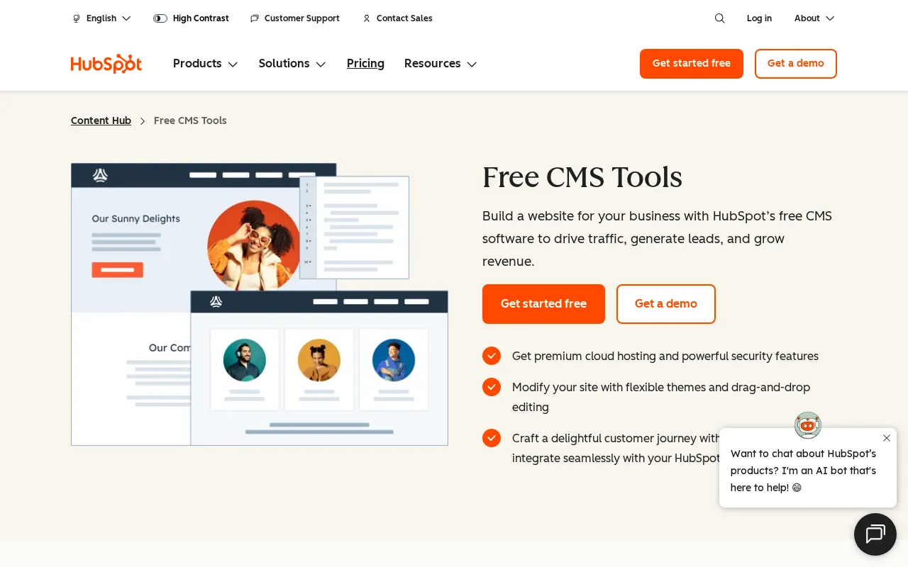 HubSpot CMS interface screenshot