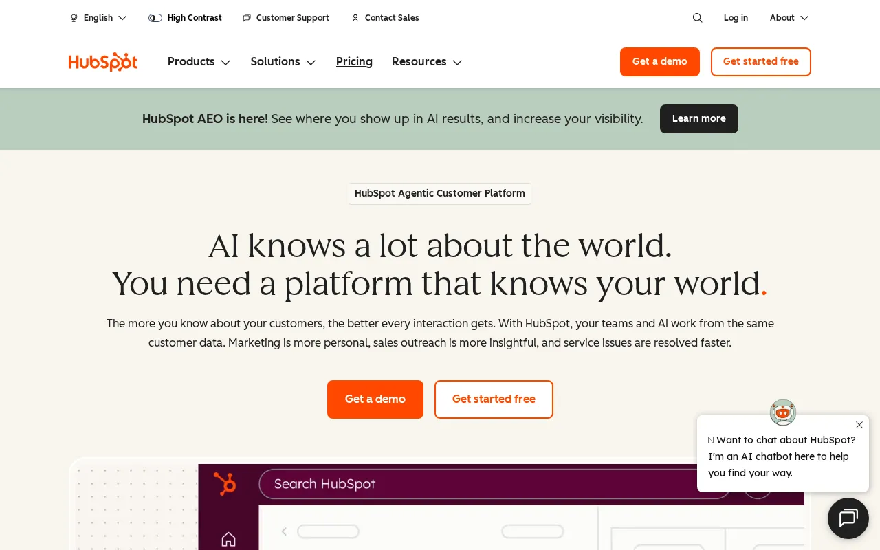 HubSpot interface screenshot