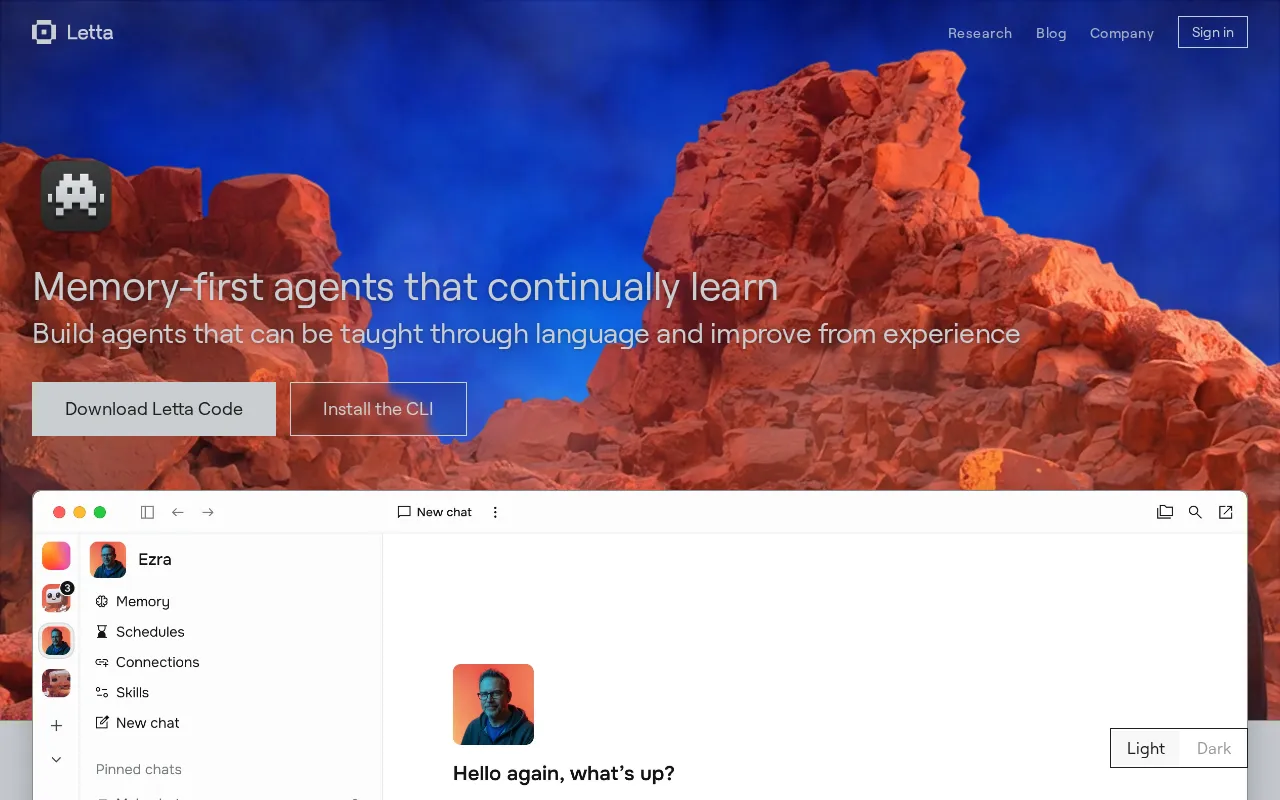Letta interface screenshot