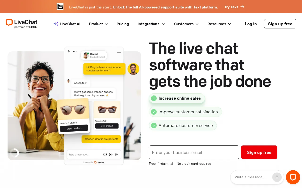 LiveChat interface screenshot