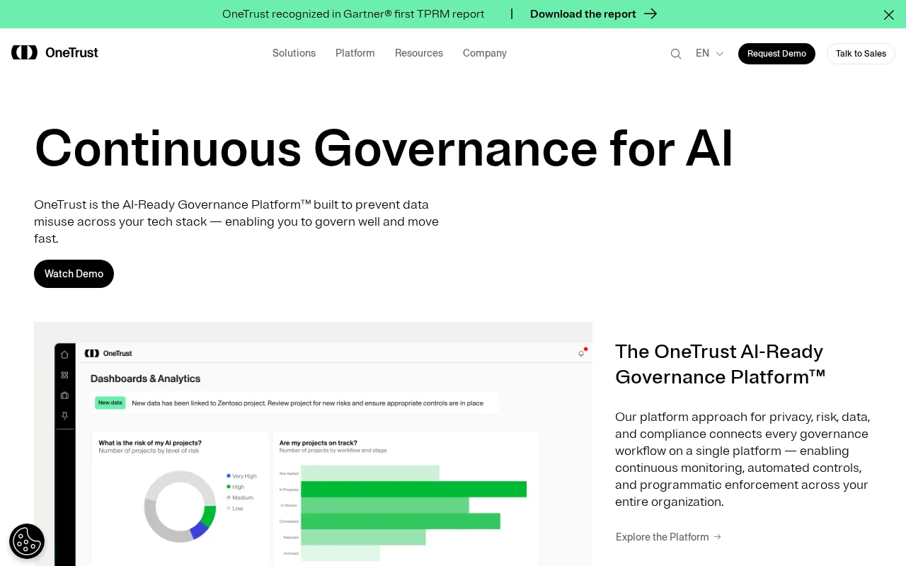 OneTrust interface screenshot