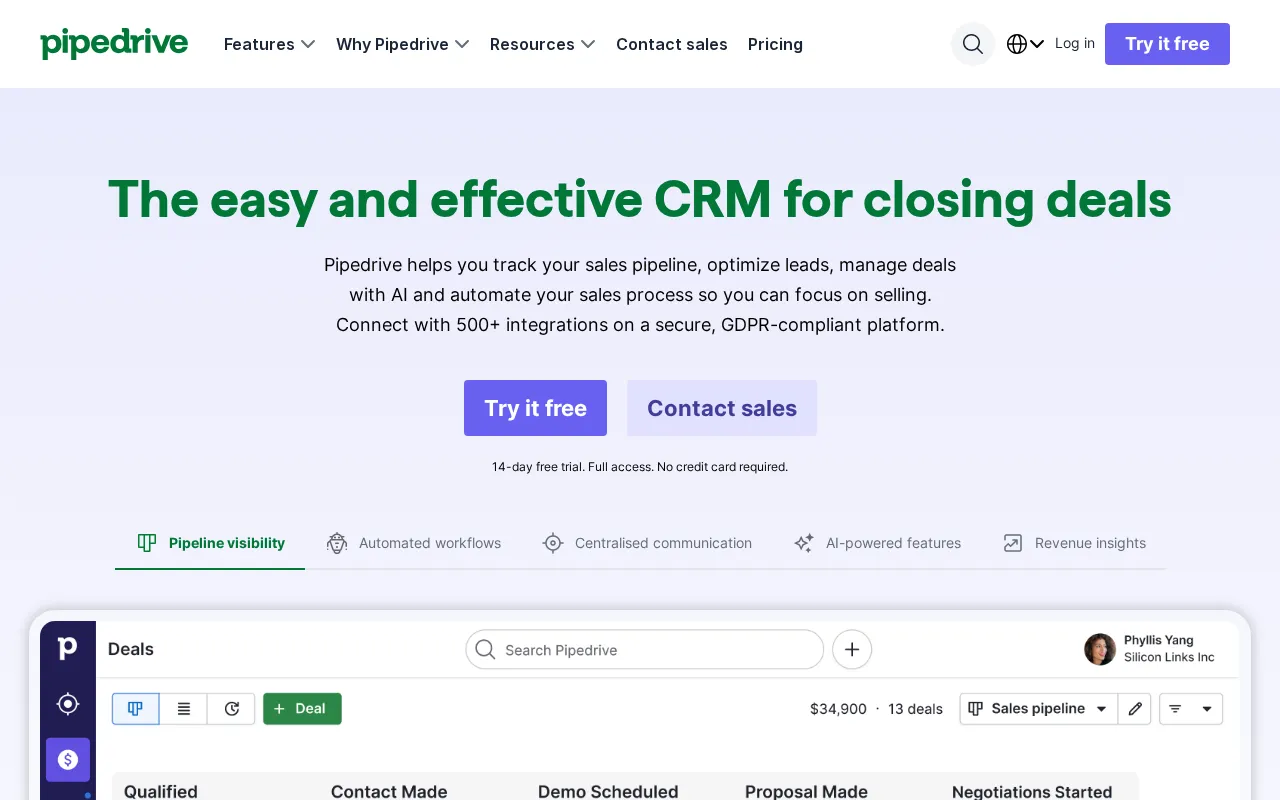 Pipedrive interface screenshot