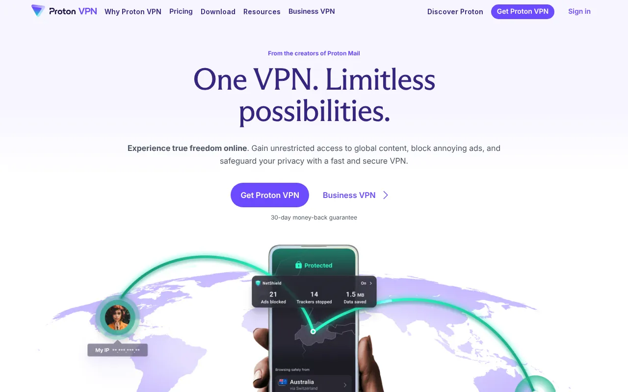 ProtonVPN interface screenshot