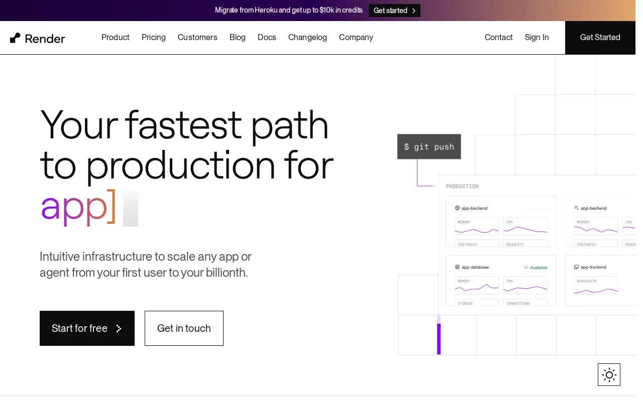 Render interface screenshot