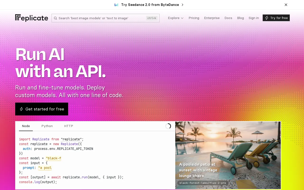 Replicate interface screenshot