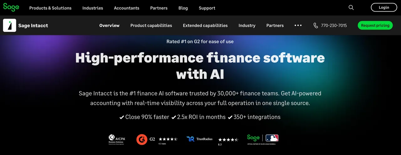 Sage Intacct interface screenshot