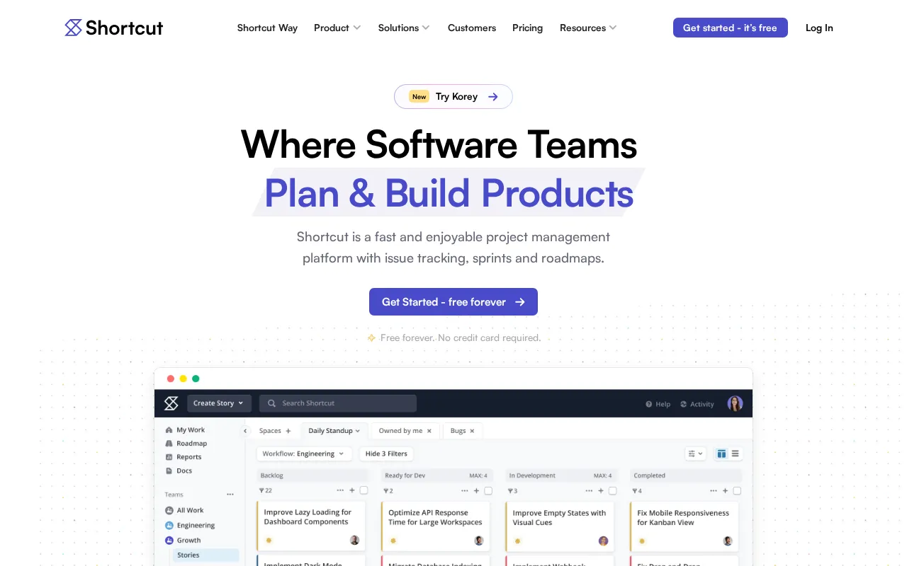 Shortcut (formerly Clubhouse) interface screenshot