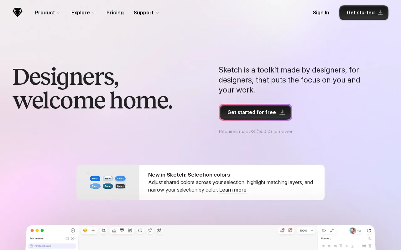 Sketch interface screenshot
