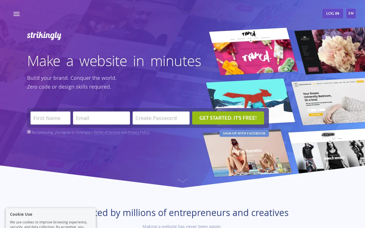 Strikingly interface screenshot