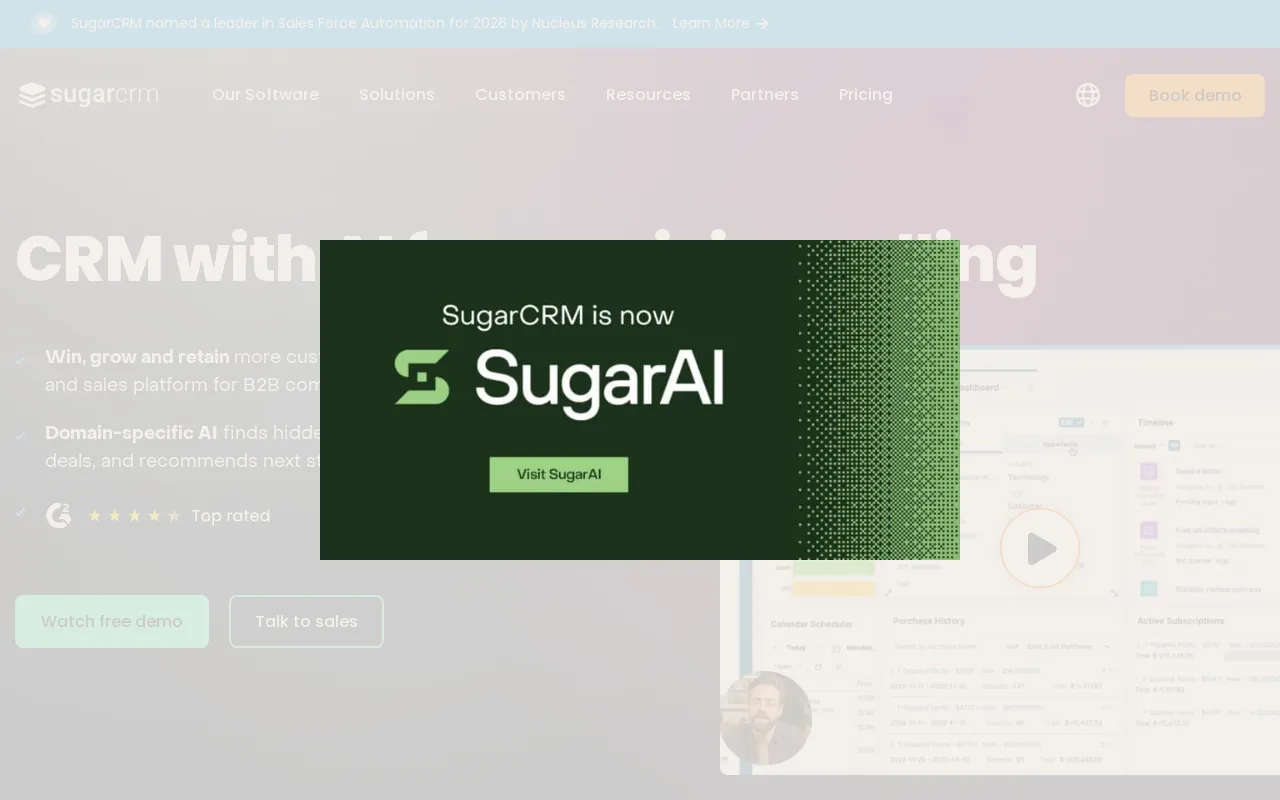 SugarCRM interface screenshot