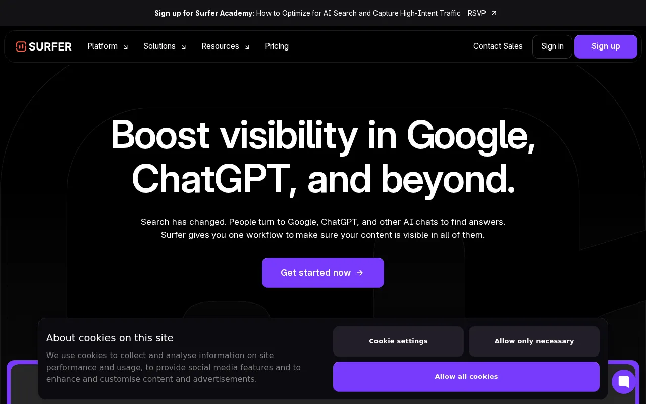 Surfer SEO interface screenshot