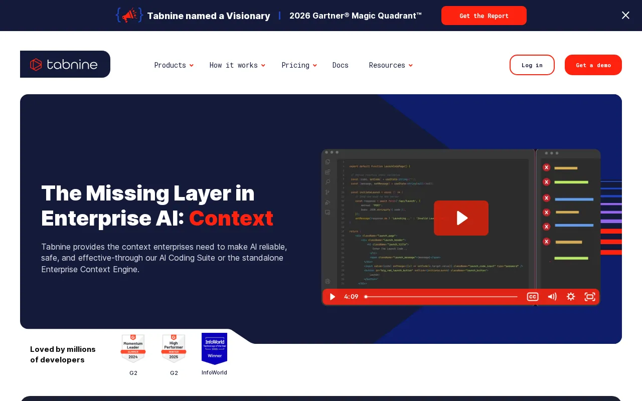 Tabnine interface screenshot