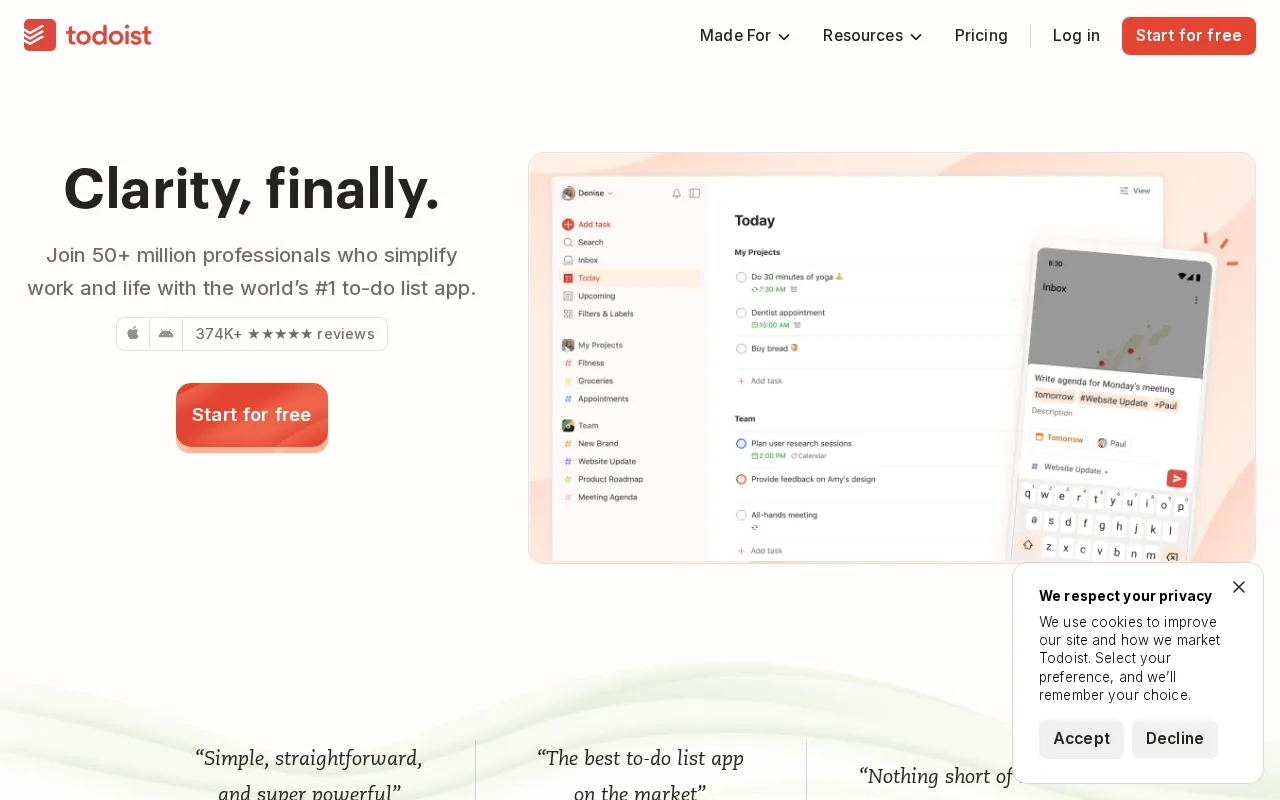 Todoist interface screenshot