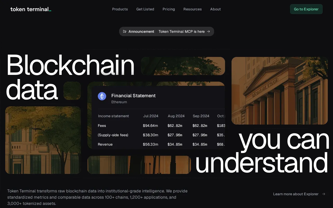 Token Terminal interface screenshot