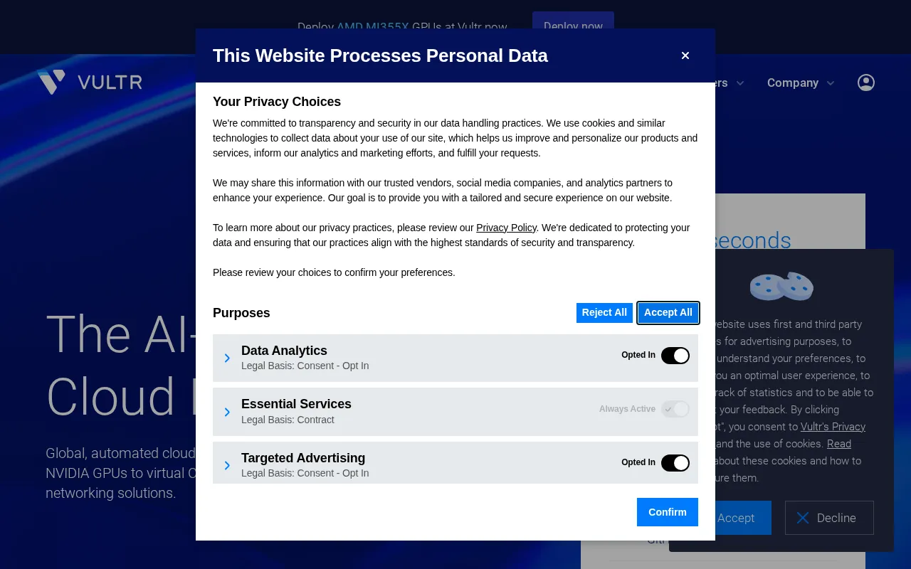 Vultr interface screenshot