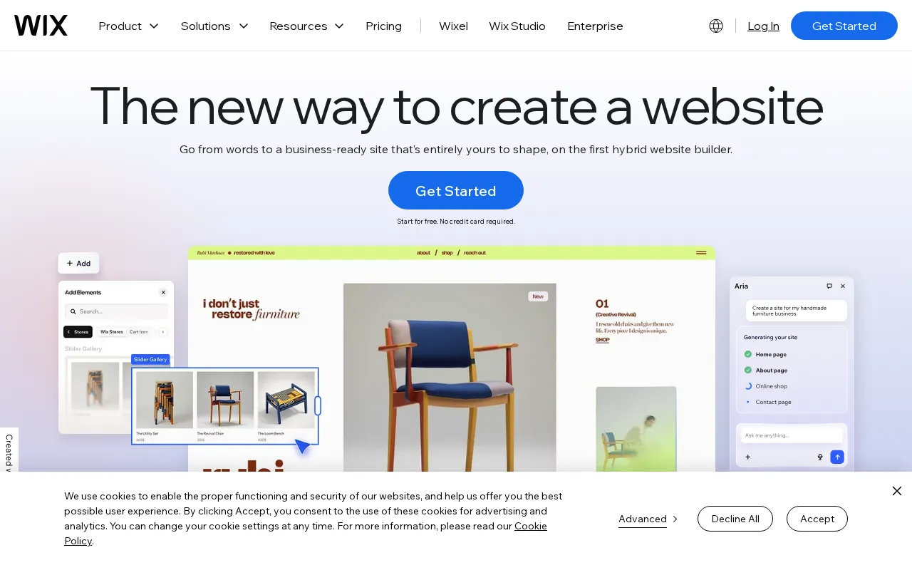 Wix interface screenshot
