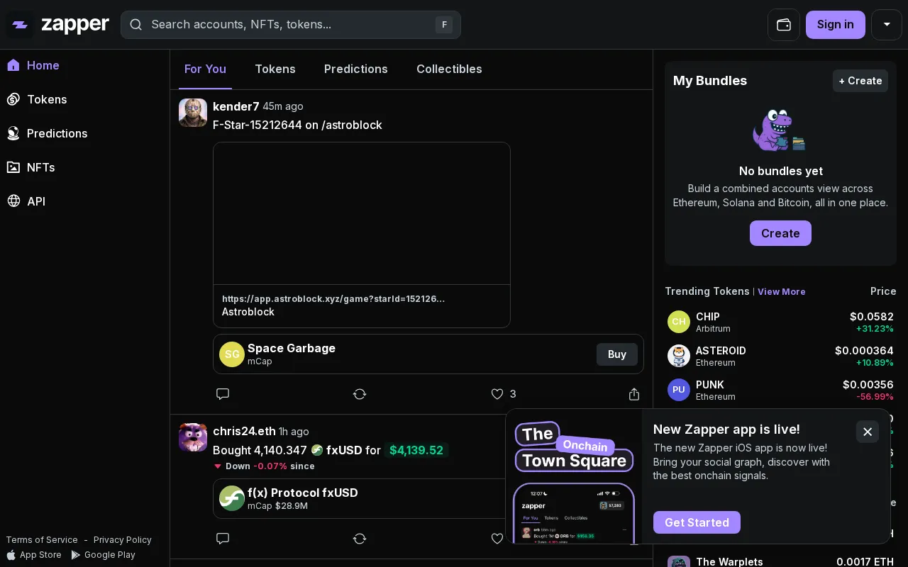 Zapper interface screenshot