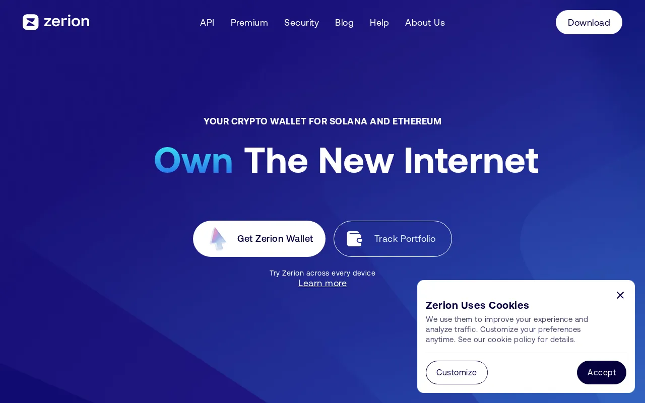Zerion interface screenshot