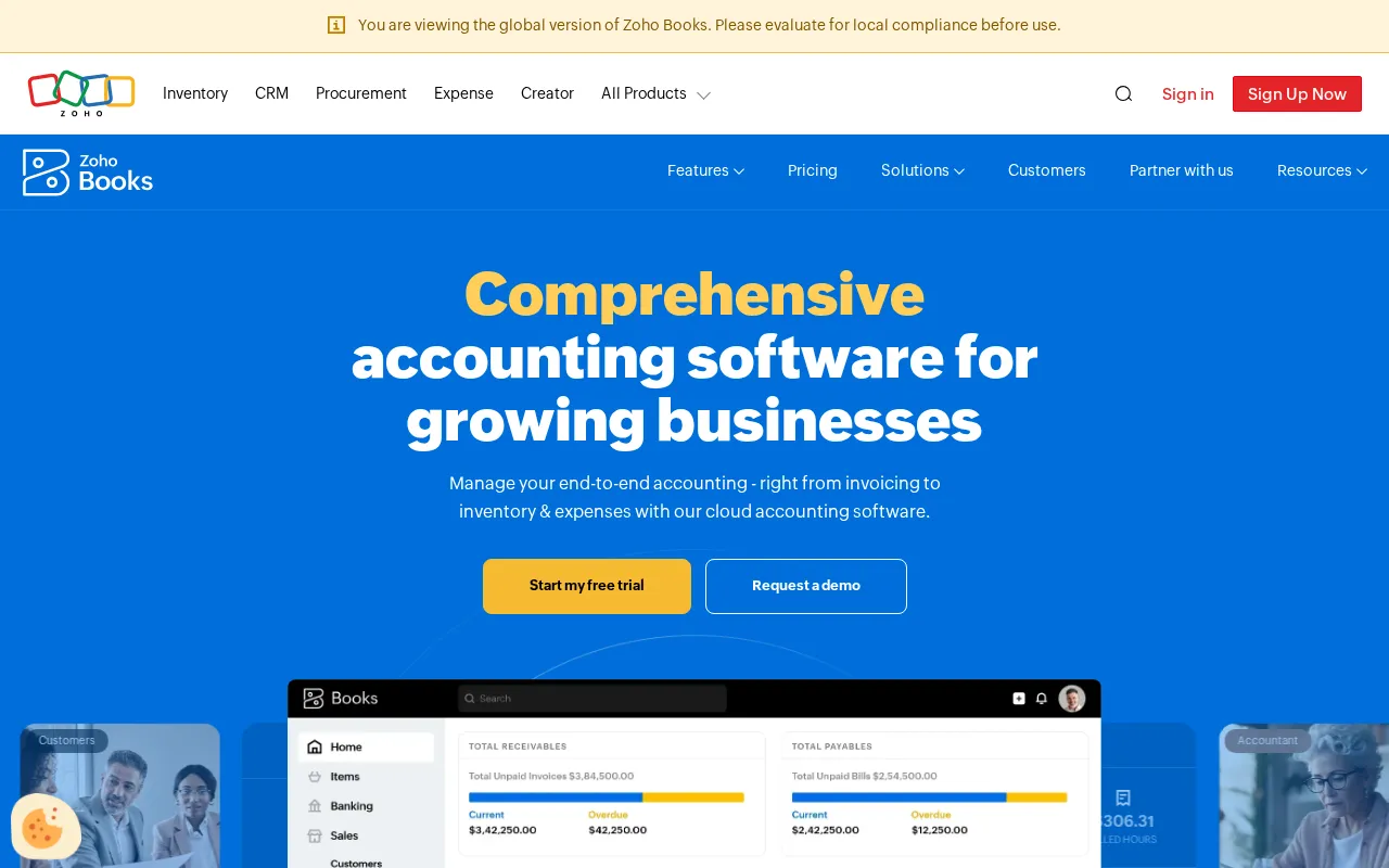 Zoho Books interface screenshot